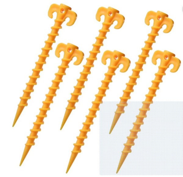 Heavy Duty Tent Screw Anchor Spiral Peg Stakes Set of 6 (20cm)